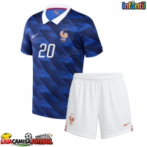 Camisa de Futebol França Desire Doue #20 Equipamento Principal Infantil Mundo 2026 Manga Curta (+ Calças curtas)
